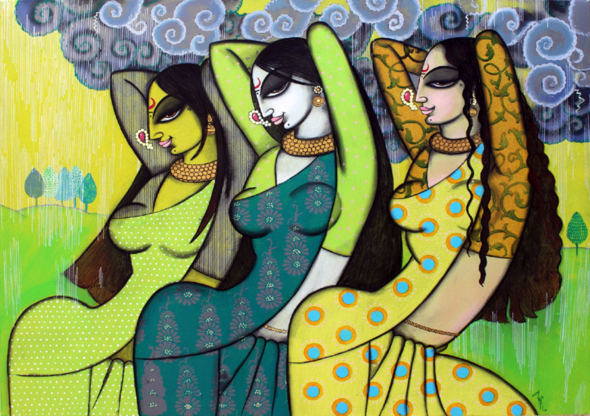Classic Pencil Sketch Of Indian Women | DesiPainters.com