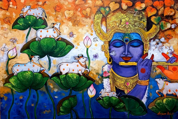 Lord Krishna. Fresh wall art. canvas - Paint Brush - Paintings