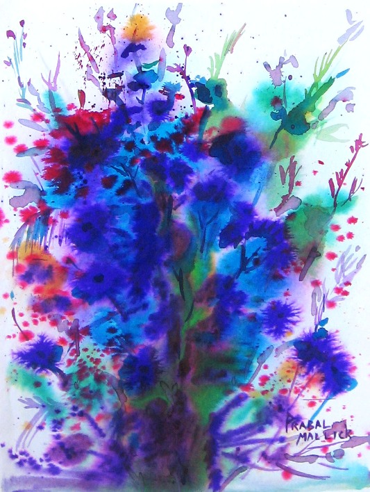 Psychedelic flowers in violet 2401