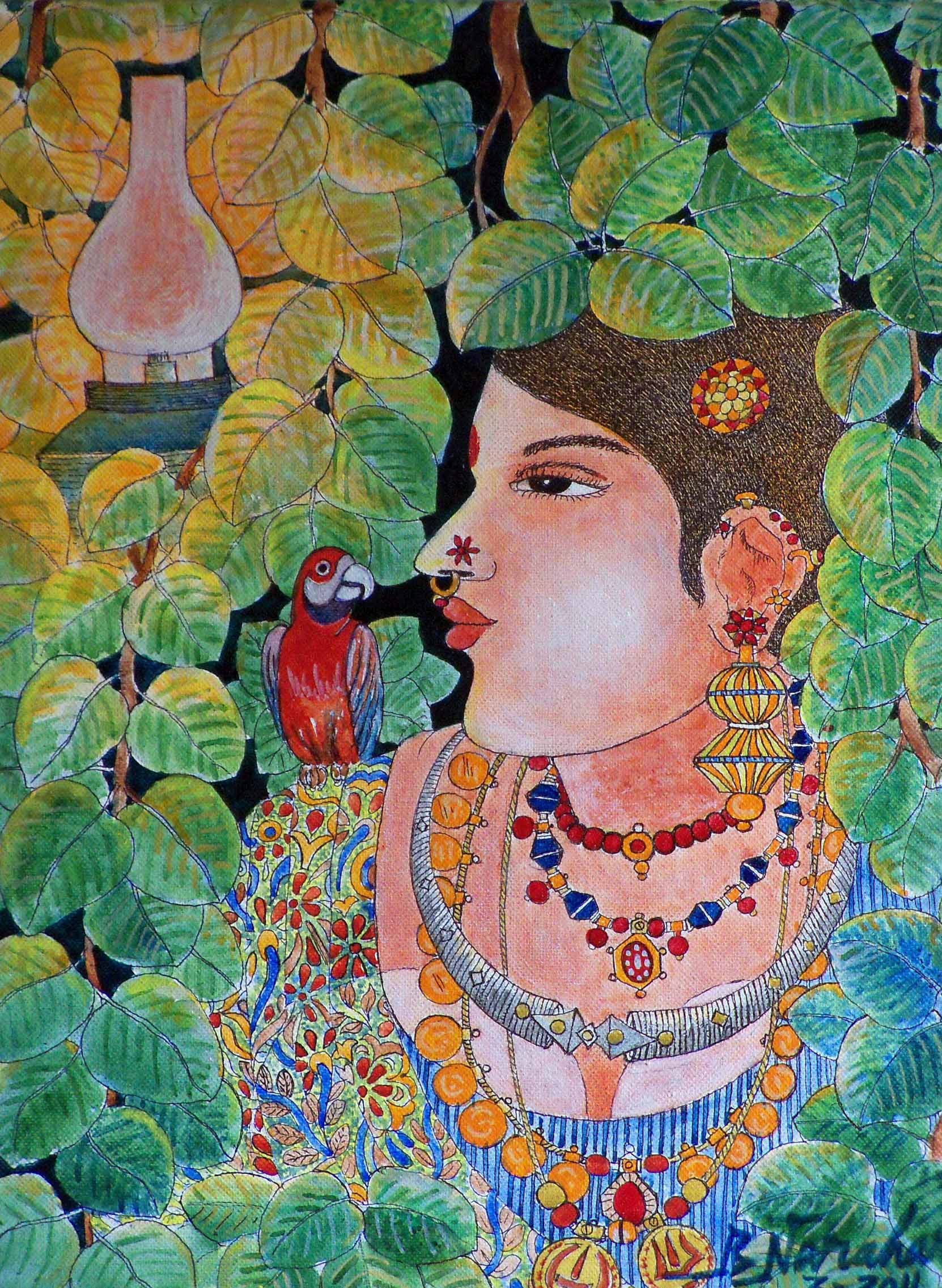 Women with parrot 2659