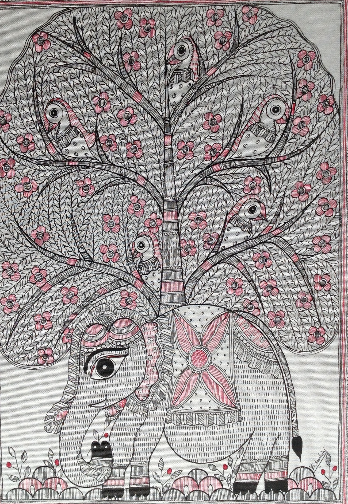 Elephant under tree 8053