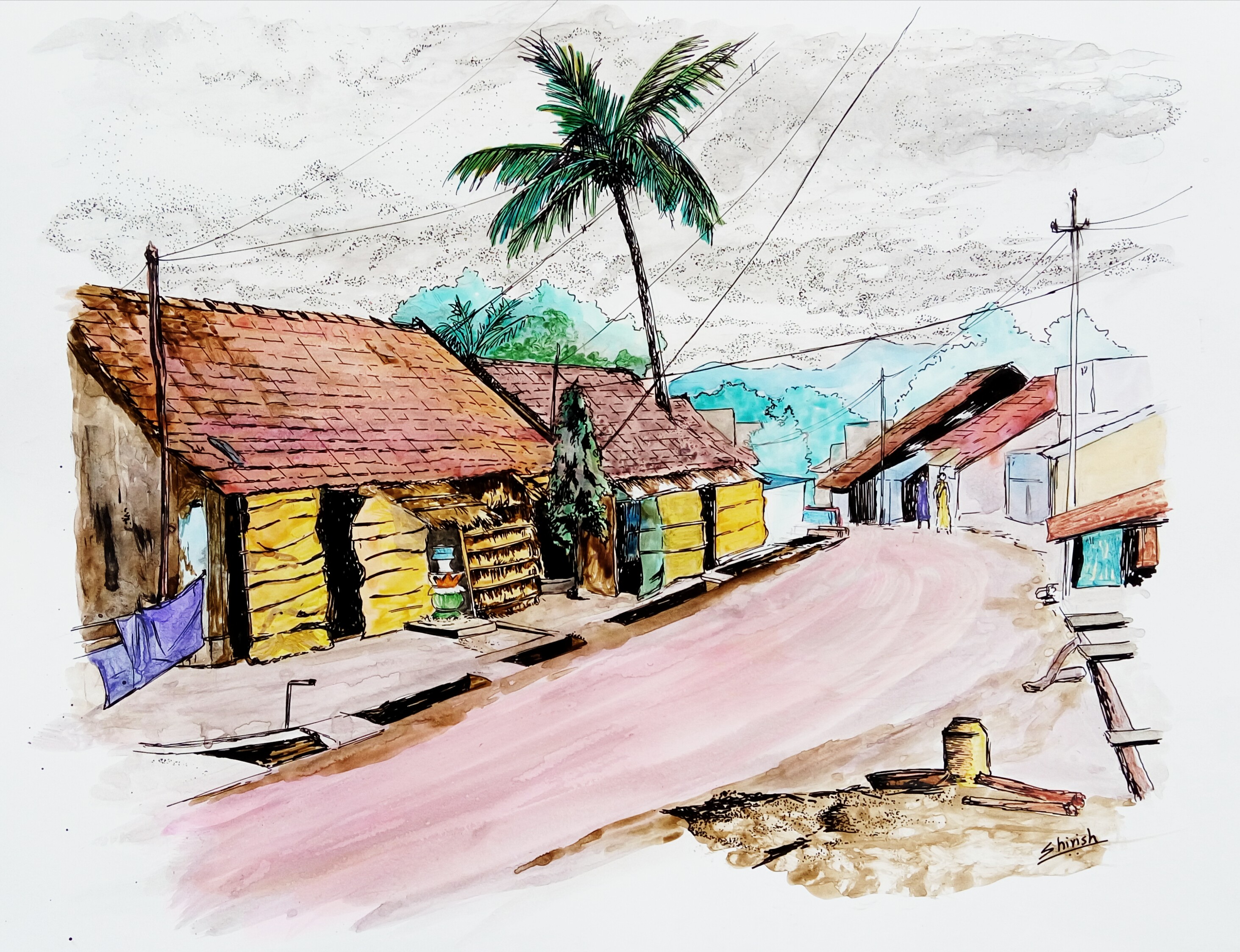 Buy Painting Village Road Artwork No 9272 by Indian Artist Deshpande