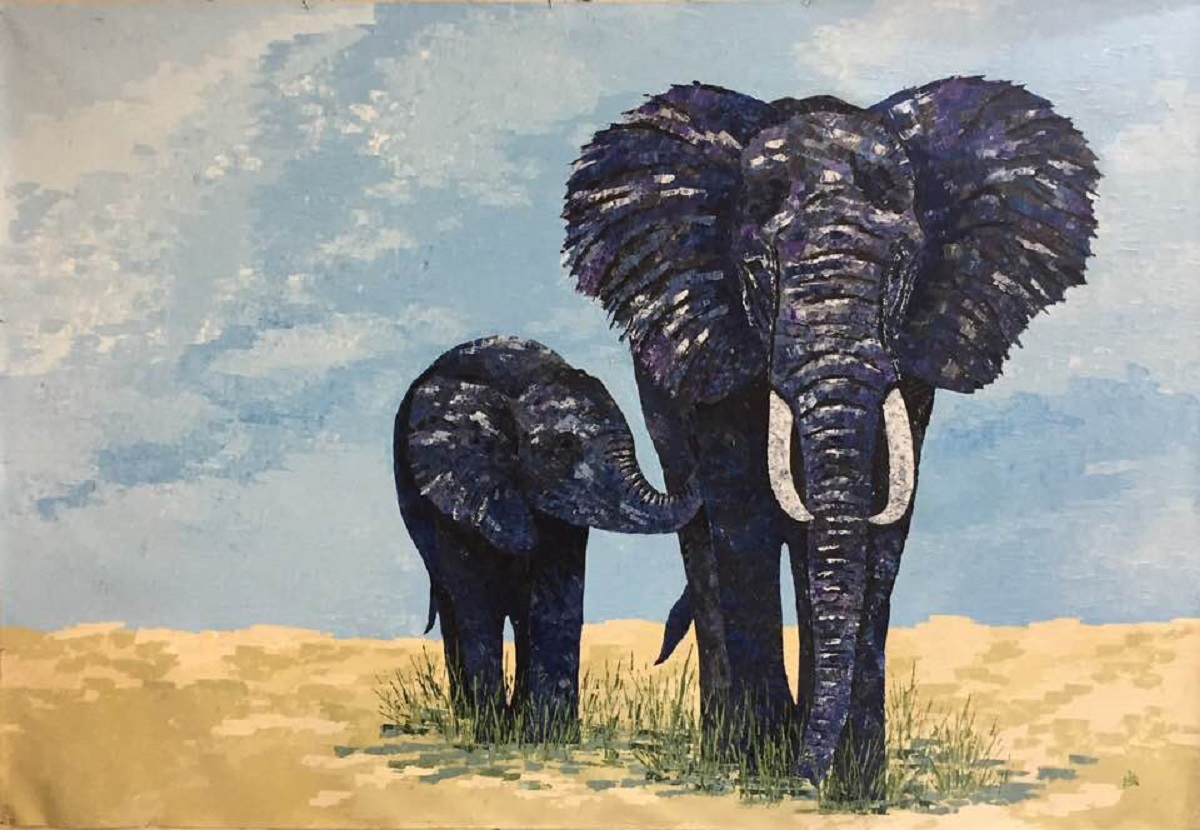 Ma and baby elephant 13906