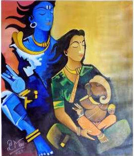Shiv-Parvati with Lord Ganesha 14874