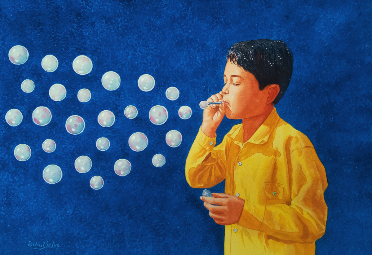 Boy Blowing Bubbles 16581